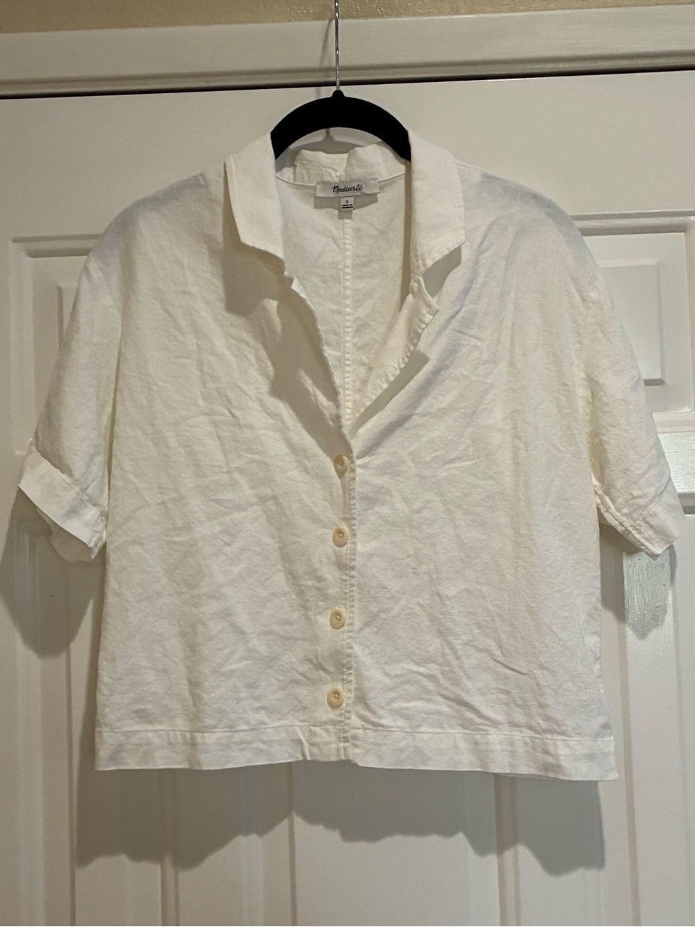Madewell l White linen blend Button down Top